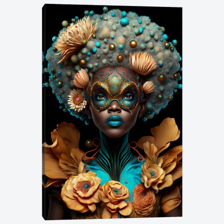 Retro Futurist African Woman - Mushrooms VIII Canvas Print #DGW94} by Digital Wild Art Canvas Art Print