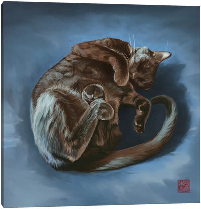 Curled And Comfy Canvas Art Print - Dingzhong Hu