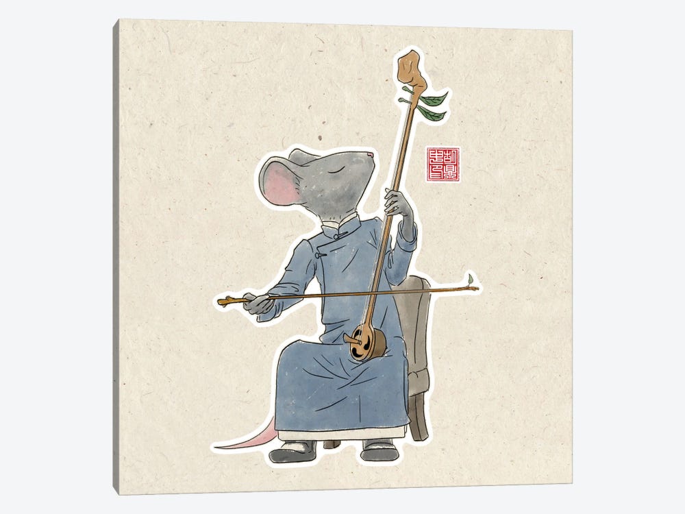 Mouse With Erhu by Dingzhong Hu 1-piece Canvas Artwork