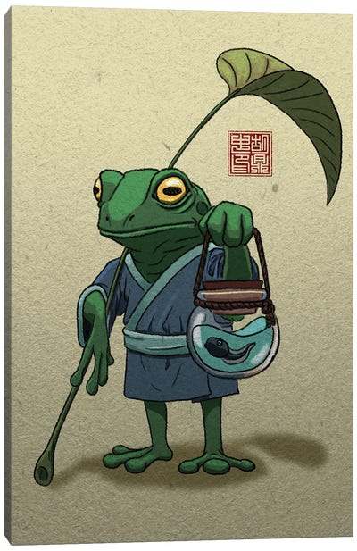 A Frog And His Son Canvas Art Print - Asian Décor