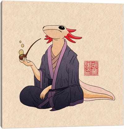 To Be A Philosopher, One Must Axolotl Questions Canvas Art Print - Reptile & Amphibian Art