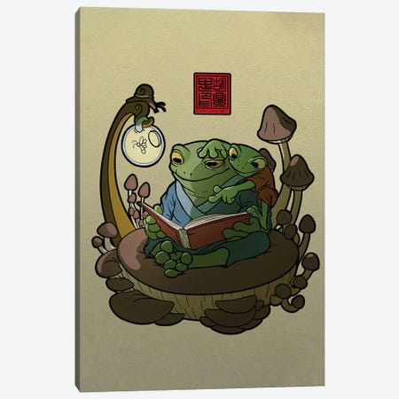 Froggy Storytime Canvas Print #DGZ28} by Dingzhong Hu Canvas Wall Art