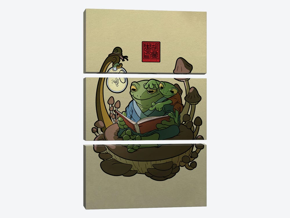 Froggy Storytime by Dingzhong Hu 3-piece Canvas Art