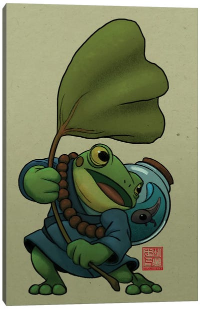 Frog In A Storm Canvas Art Print - Frog Art