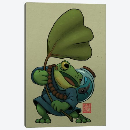 Frog In A Storm Canvas Print #DGZ29} by Dingzhong Hu Canvas Artwork