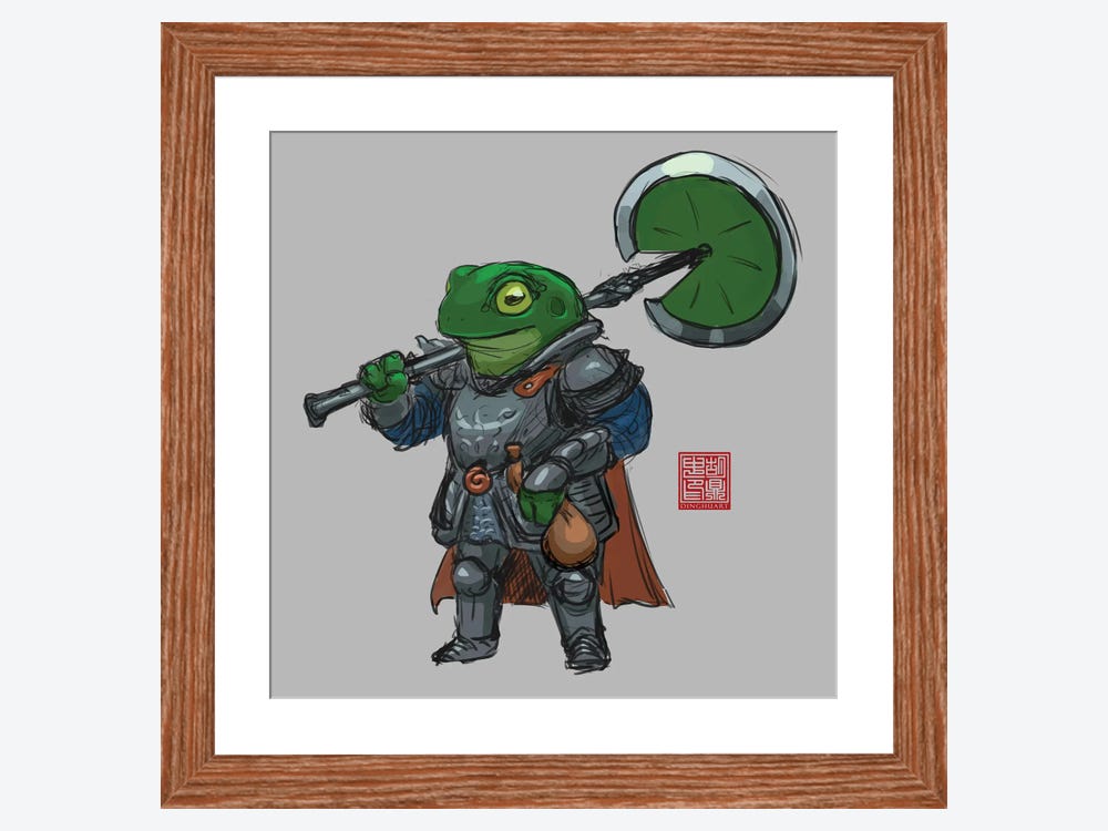 Frog Warrior Canvas Art Print by Dingzhong Hu