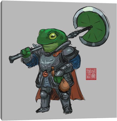 Frog Warrior Canvas Art Print - Frog Art