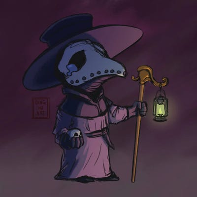 Cute Plague Doctor by Dingzhong Hu canvas print