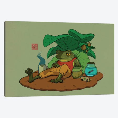 A Tired Frog And His Son Canvas Print #DGZ41} by Dingzhong Hu Canvas Wall Art