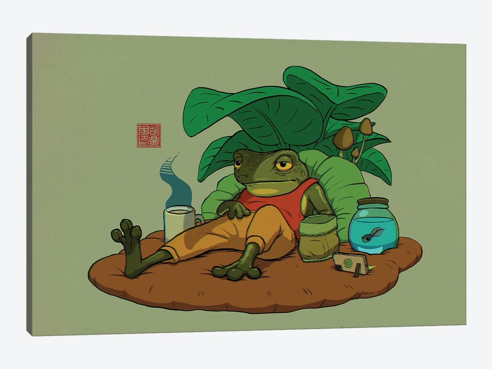A Tired Frog And His Son by Dingzhong Hu 1-piece Canvas Print