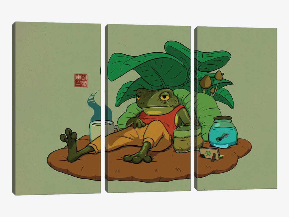 A Tired Frog And His Son by Dingzhong Hu 3-piece Canvas Art Print