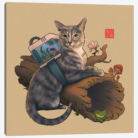 Adventure Cat Canvas Print #DGZ42} by Dingzhong Hu Canvas Artwork