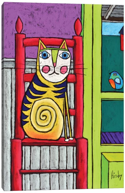 Cat In The Chair II Canvas Art Print - Orange Cat Art