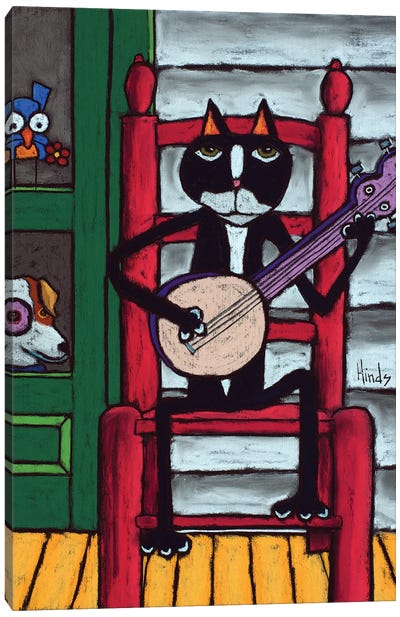 Cat In The Chair III Canvas Art Print - Tuxedo Cat Art