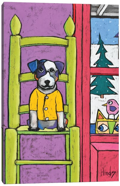 Dog In The Chair Canvas Art Print - David Hinds