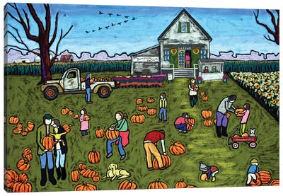 The Great Pumpkin Hunt Canvas Art Print - David Hinds