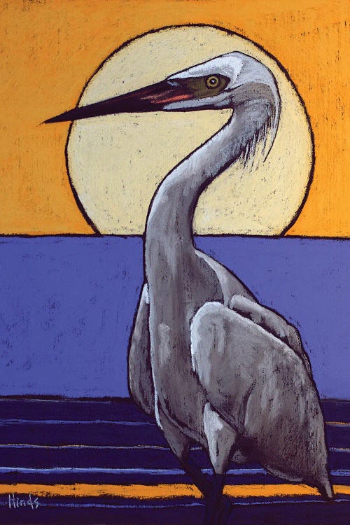 Great White Egret At Sunset by David Hinds wall art