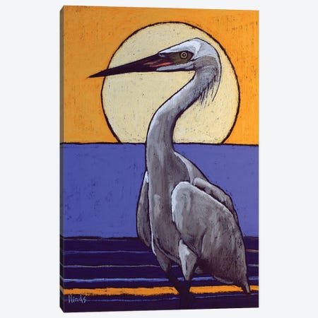 Great White Egret At Sunset Canvas Print #DHD118} by David Hinds Canvas Art Print