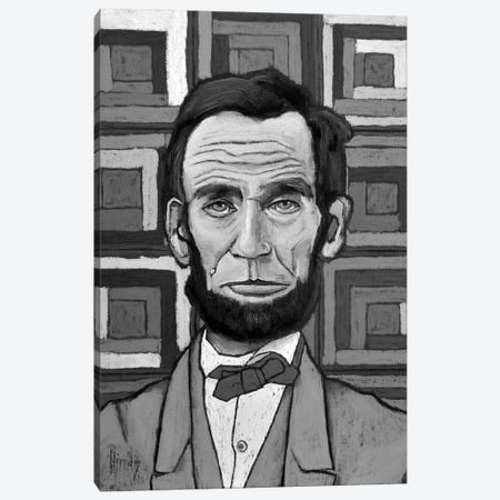 Patchwork Lincoln Black And White Canvas Print #DHD135} by David Hinds Canvas Artwork