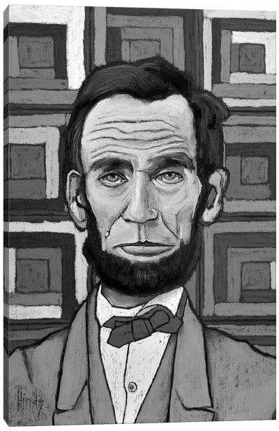 Patchwork Lincoln Black And White Canvas Art Print - David Hinds