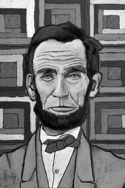 Abraham Lincoln: Patchwork Lincoln Black And White by David Hinds