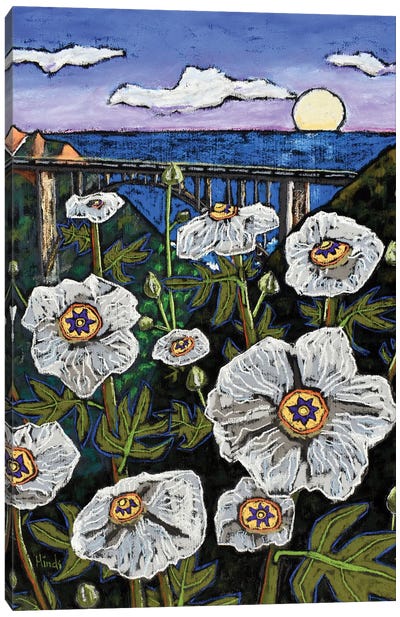 Poppies And The Bixby Bridge Canvas Art Print - David Hinds