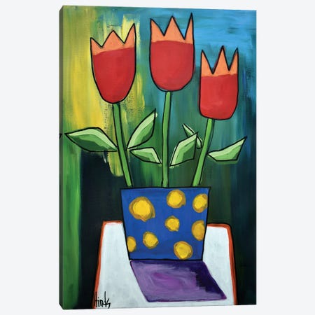 Trio Of Tulips Canvas Print #DHD161} by David Hinds Canvas Wall Art