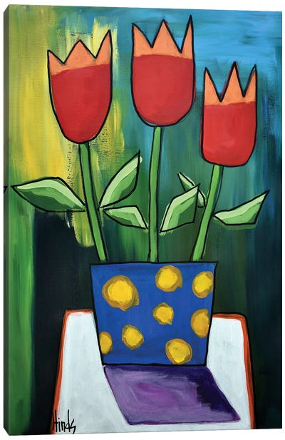 Trio Of Tulips Canvas Art Print - David Hinds