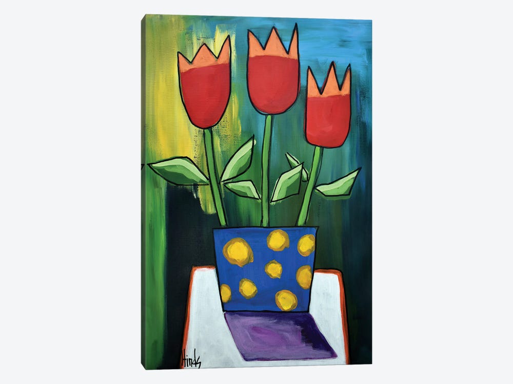 Trio Of Tulips by David Hinds 1-piece Canvas Art Print