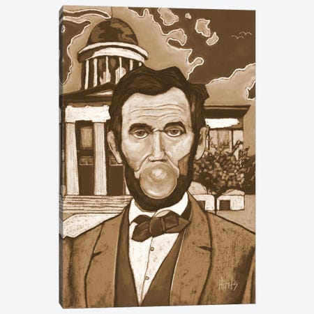 Bubble Gum Lincoln - Sepia Canvas Print #DHD169} by David Hinds Canvas Wall Art