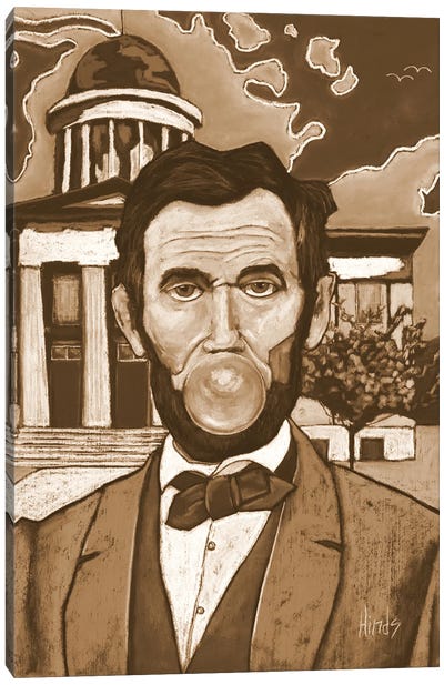 Bubble Gum Lincoln - Sepia Canvas Art Print - Abraham Lincoln
