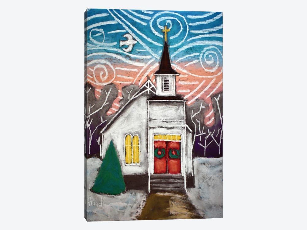 Winter Scene Church by David Hinds 1-piece Canvas Print