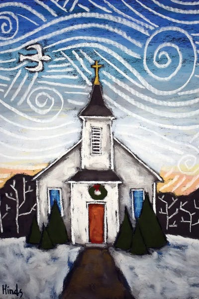 Places Of Worship: Winter Scene Church II by David Hinds