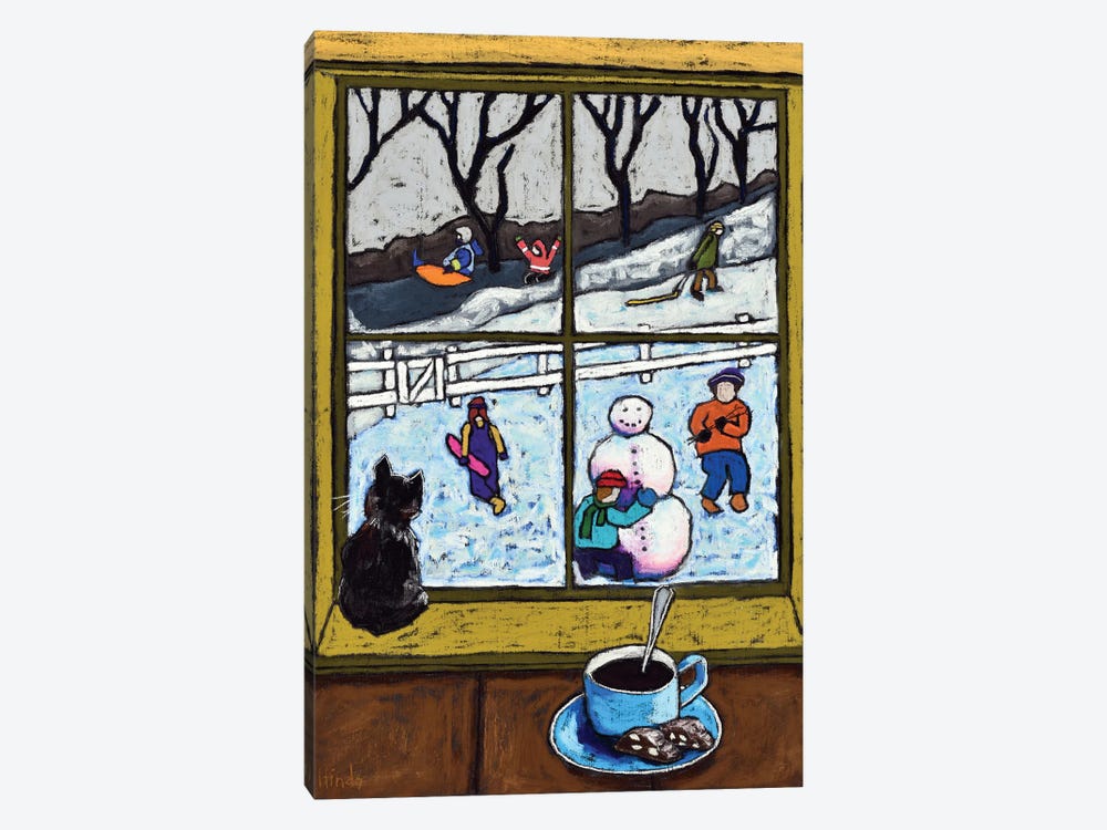 Winter Scene Of Children Playing by David Hinds 1-piece Canvas Art