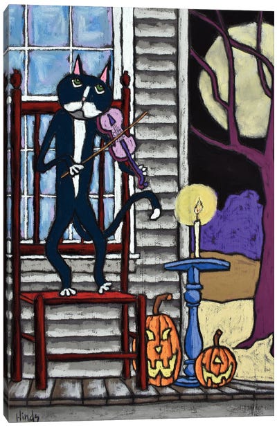The Sound Of Silence Canvas Art Print - Tuxedo Cat Art