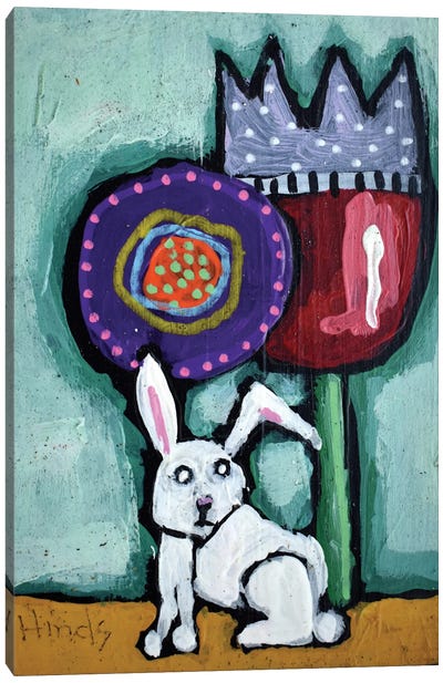 Bunny In The Flowers Canvas Art Print - David Hinds