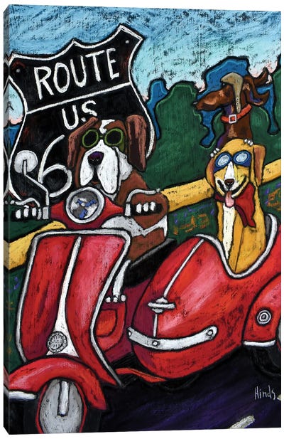 Get Your Kicks On Route 66 II Canvas Art Print - St. Bernard Art