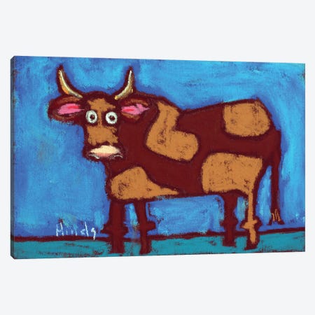 Brown Cow Canvas Print #DHD212} by David Hinds Canvas Art