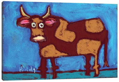 Brown Cow Canvas Art Print - David Hinds