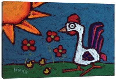 Chicken And Chics Canvas Art Print - David Hinds