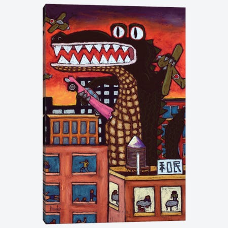 Godzilla Canvas Print #DHD21} by David Hinds Canvas Wall Art