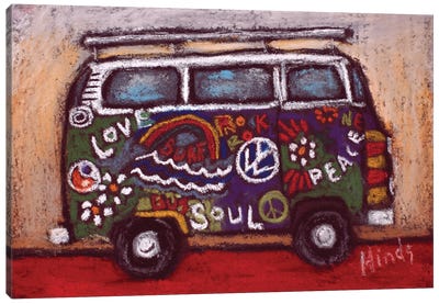 Love Bus Canvas Art Print - Peace Sign Art