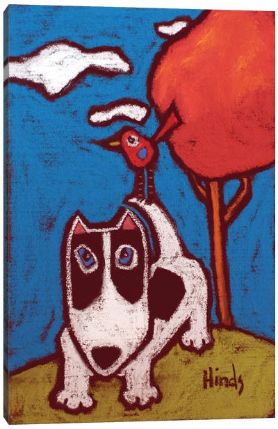 Woof Canvas Art Print - Bull Terrier Art