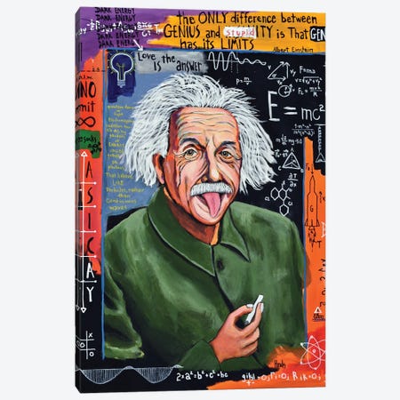 Albert Einstein Canvas Print #DHD237} by David Hinds Canvas Art Print