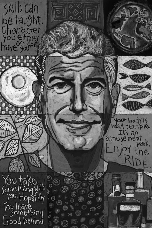 Anthony Bourdain Collage - Black and White