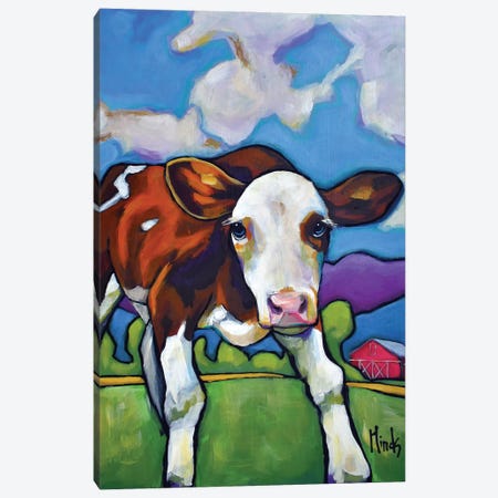 Hereford Calf Canvas Print #DHD264} by David Hinds Canvas Wall Art