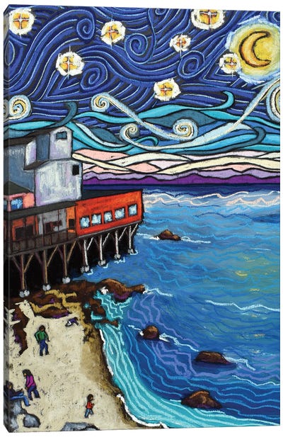 Starry Night Over Monterey Bay Canvas Art Print - Monterey