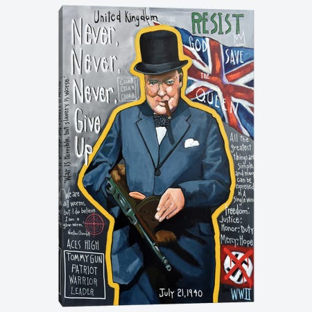 Winston Churchill Graffiti Canvas Print #DHD272} by David Hinds Canvas Artwork