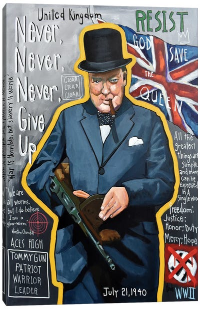 Winston Churchill Graffiti Canvas Art Print - Winston Churchill