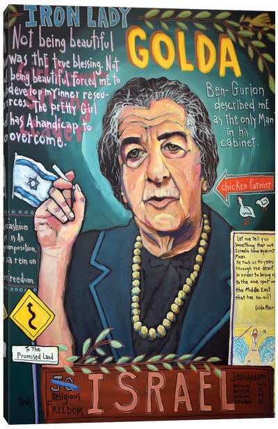 Golda Meir Graffiti Canvas Art Print - Political & Historical Figure Art